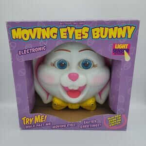 Vintage Moving Eyes Easter Bunny Door Hanger Wall Animated Decor